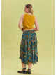 Petrol Midi Skirt with Waist Tie and Gipe Detail 4505